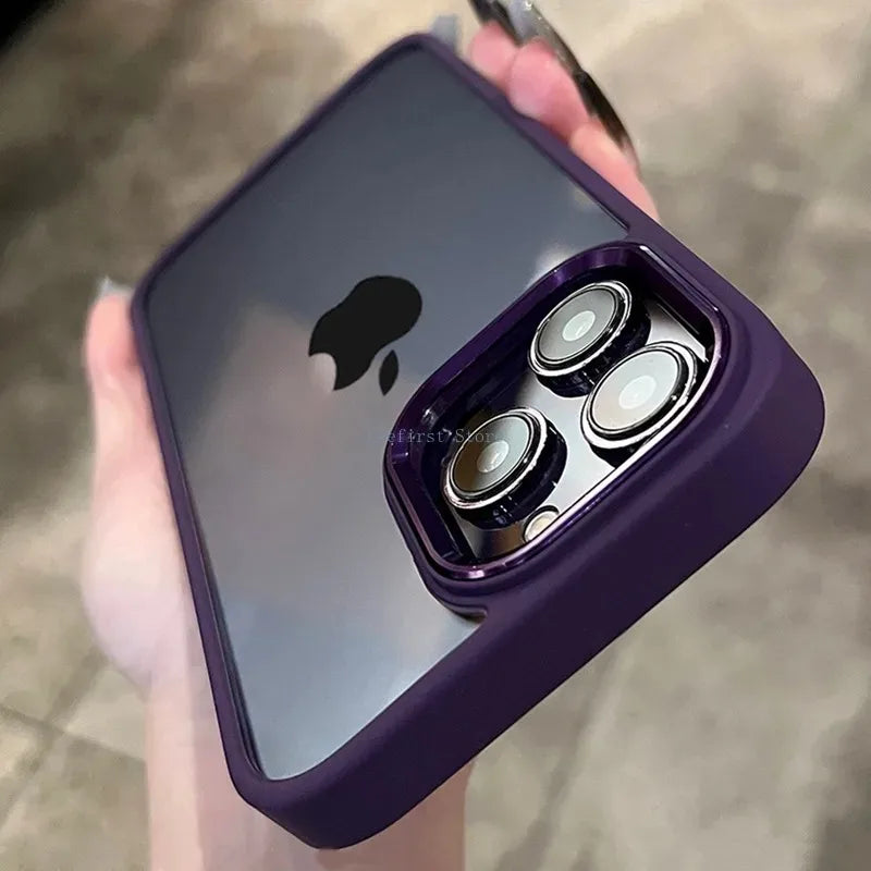 High Quality Transparent Silicone Phone Case for iPhone, Metal Frame Case, Shockproof Bumper Cover