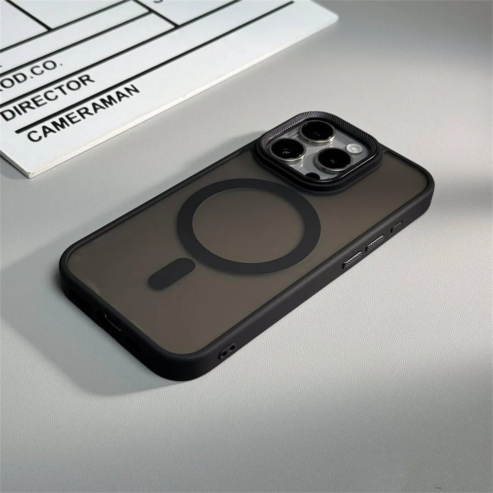 Luxury Silicone with Camera Protection, Magsafe Phone Case for iPhone 11 12 13 14 15 16 Pro Max 16Plus, Wireless Charging, Matte Cover