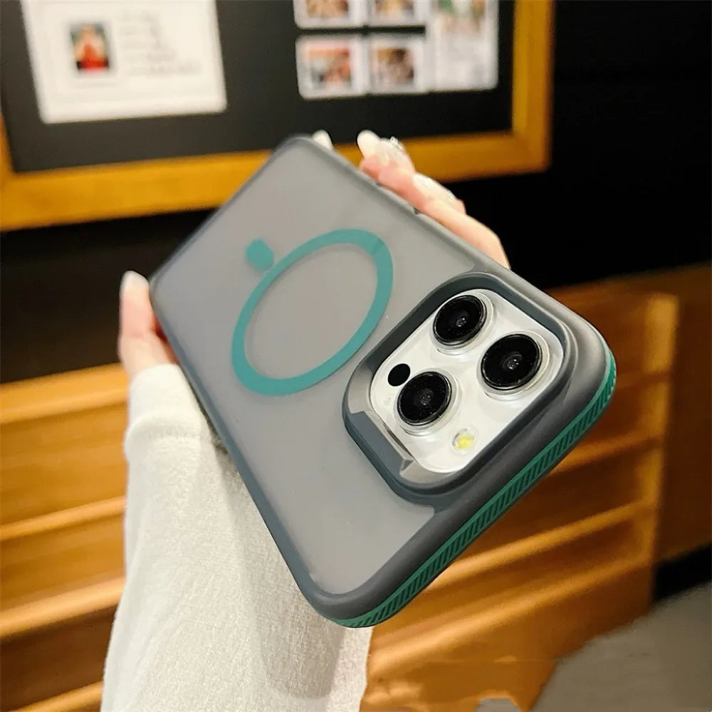 Luxury Magnetic and Magsafe Phone Case for iPhone, Translucent Material, Shockproof Case, Wireless and Magnetic Charging