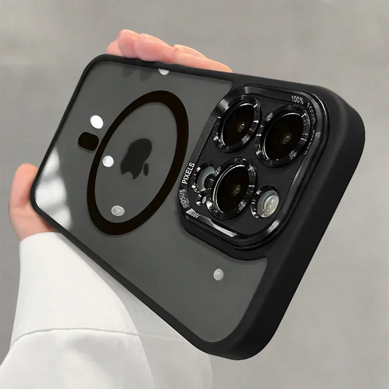 Luxury Magnetic Metal Lens Bumper Protection Case For iPhone 16 15 14 13 12 11 Pro Max 16 Plus, Wireless Charging Phone Case