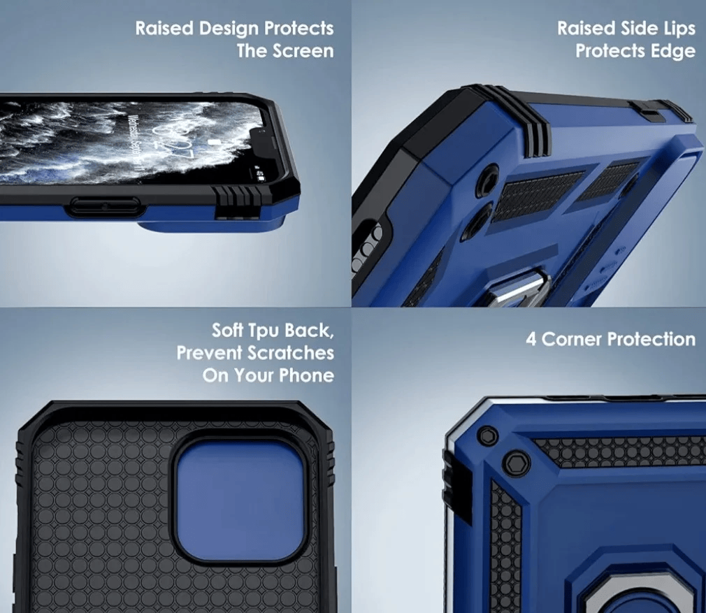 Military Grade Armor Case for iPhone, Magnetic Car Holder with Slide Camera Cover, All Around Protection Phone Case