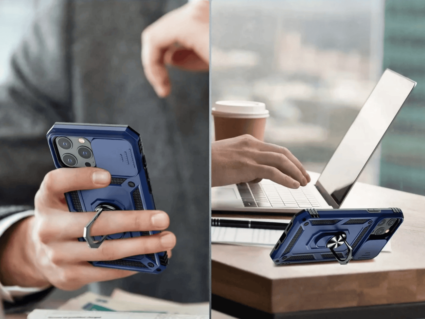 Military Grade Armor Case for iPhone, Magnetic Car Holder with Slide Camera Cover, All Around Protection Phone Case