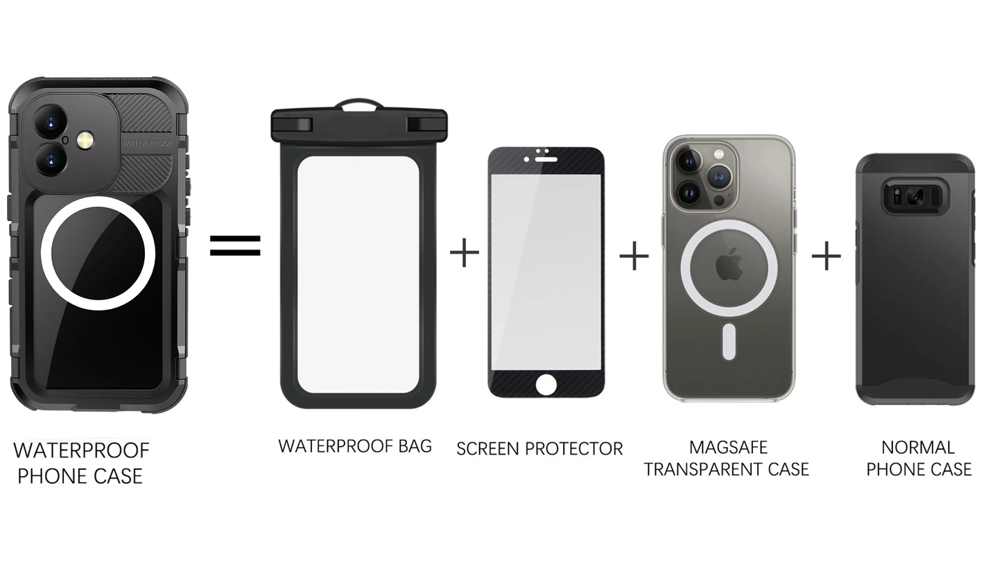 Military Shockproof Waterproof Case for iPhone, Full Screen & Camera Lens Protection Phone Case with Lanyard