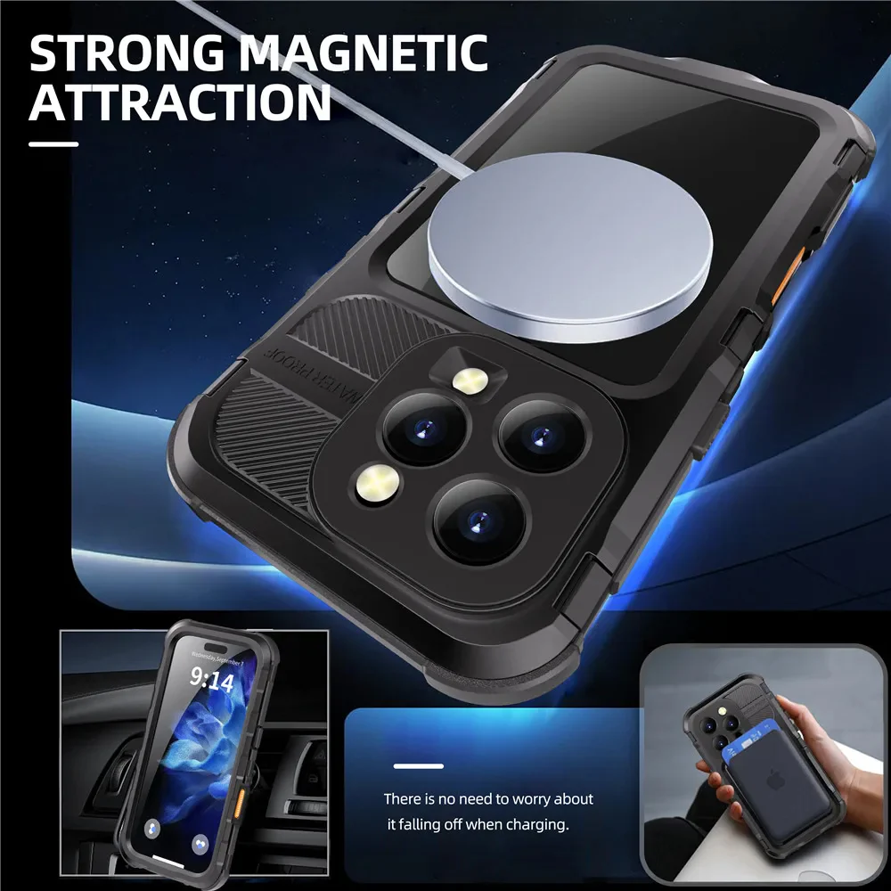 Military Shockproof Waterproof Case for iPhone, Full Screen & Camera Lens Protection Phone Case with Lanyard