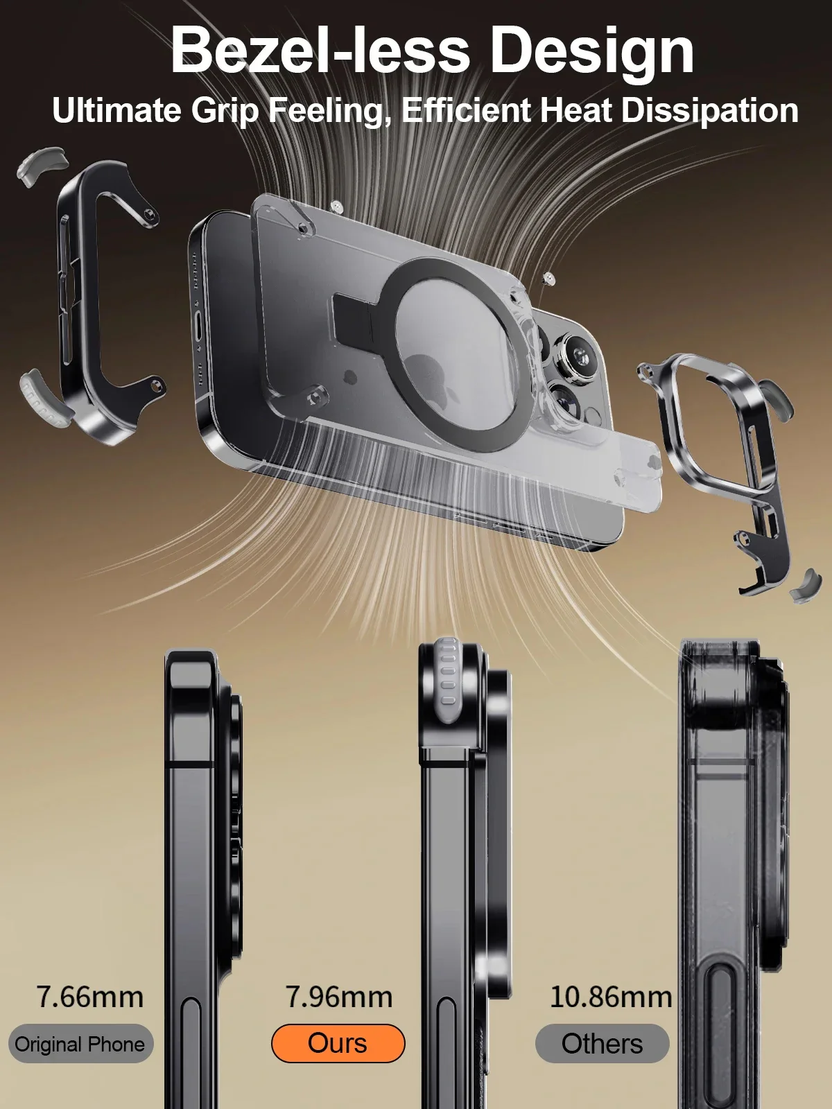 Premium Aluminum Magnetic Ring Stand Shockproof Case for iPhone 17 Pro, 16 Pro Max & 15 Pro Air