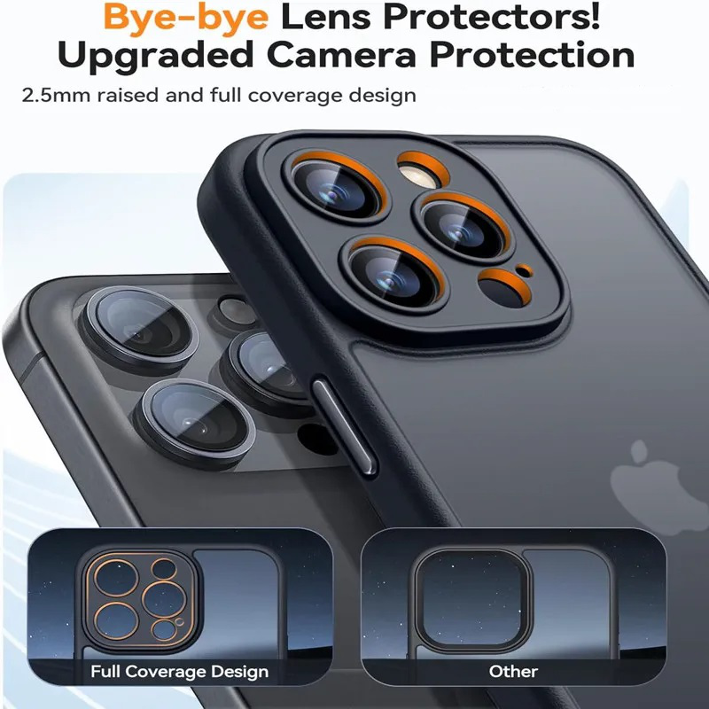 Shockproof Matte Clear Back Case for iPhone 16, 15, 14, 13, 12, 11 Pro Max, Luxury Silicone Bumper Cover