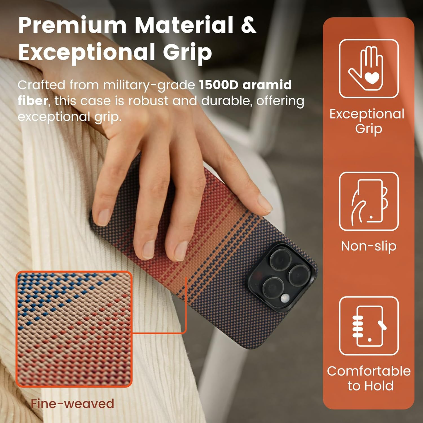 Ultra-Thin Kevlar Aramid Case for your iPhone. MagSafe Ready. Lightweight. Premium Feel.