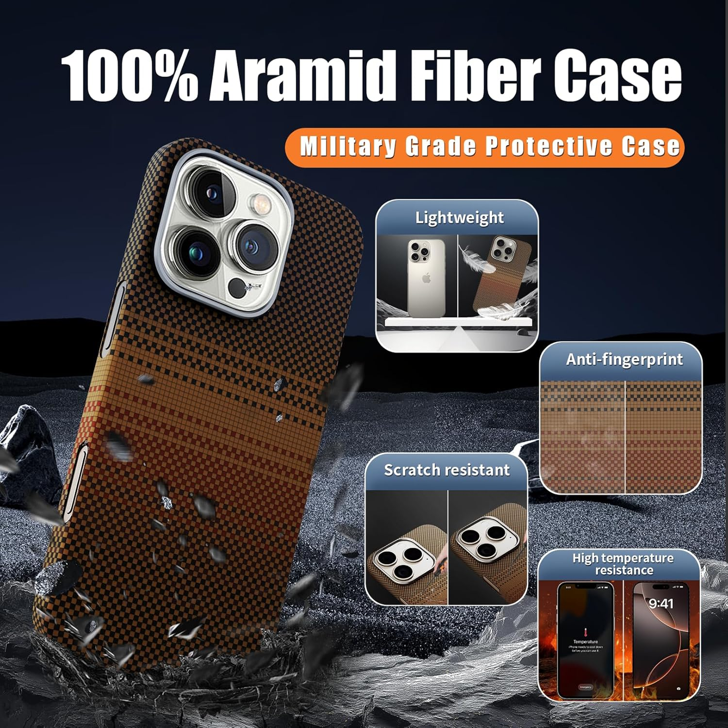 Ultra-Thin Kevlar Aramid Case for your iPhone. MagSafe Ready. Lightweight. Premium Feel.
