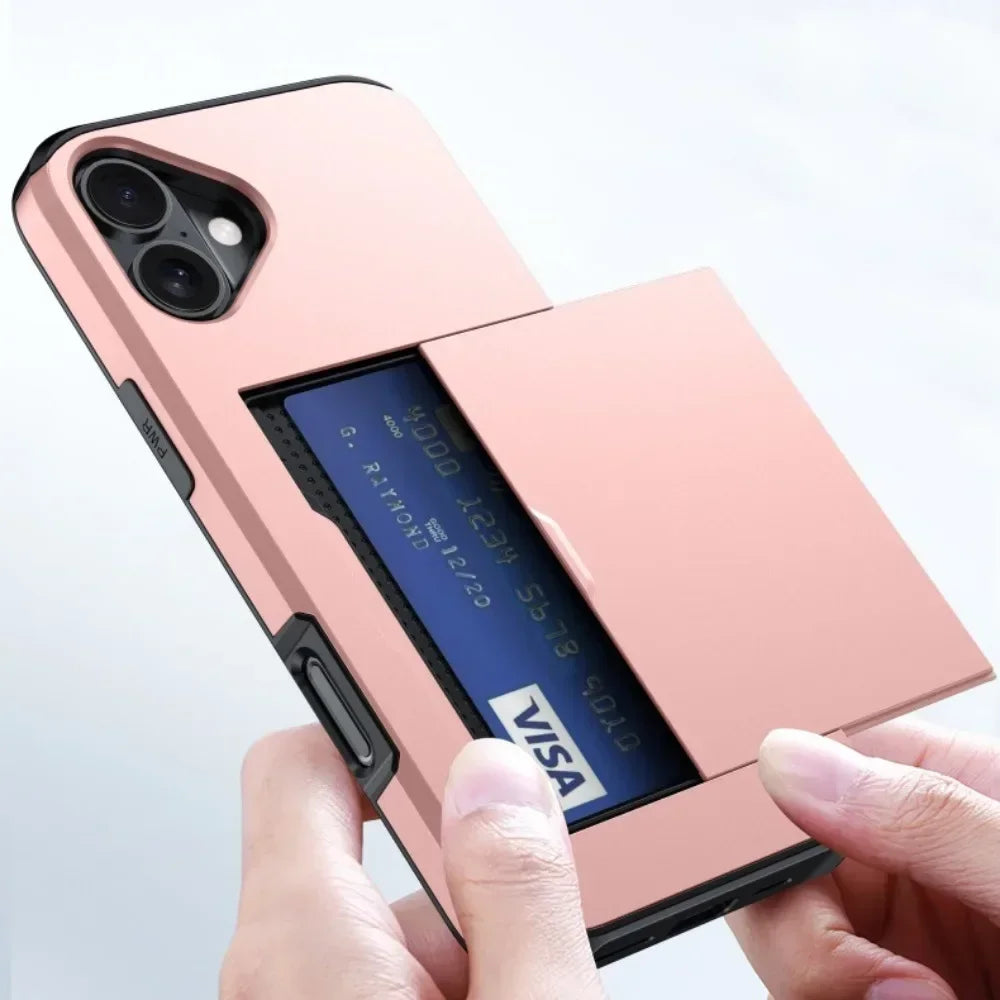 Premium iPhone Case Cover with Wallet Card Holder Slot, Shockproof Resistant Phone Case