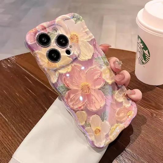 Luxury Pink Flowers Phone Case For iPhone, Camera Lens Protection, Shockproof Bumper Resistant, Soft Cover