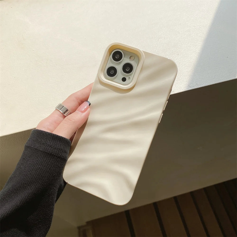 Luxury 3D Wave Glossy Case For iPhone, Bright Bumper Cover, Shockproof Resistant
