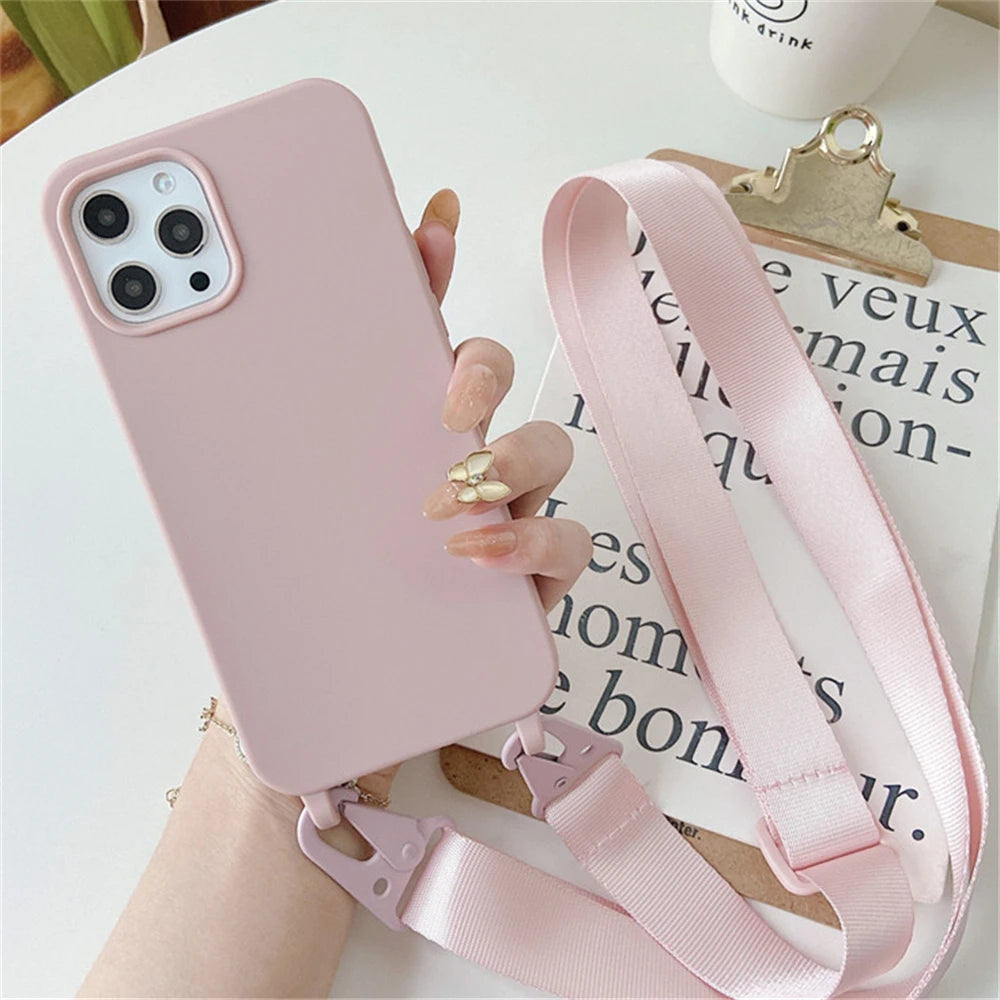 High Quality Silicone Case with Crossbody Strap, Shockproof Cover, Slim Design, Shockproof Resistant Case