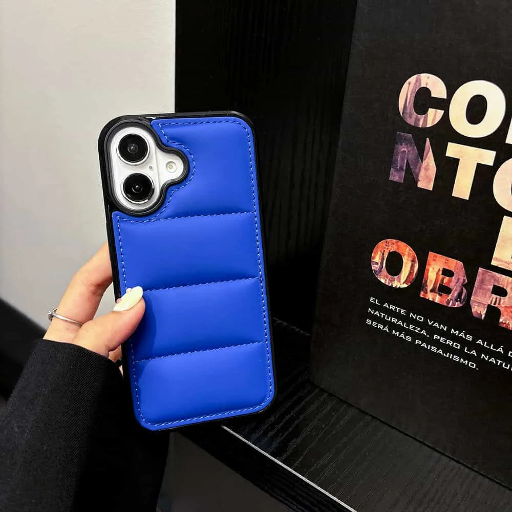 High Quality Puffer Phone Case for iPhone, Solid Color, Shockproof Protection, Soft Cover