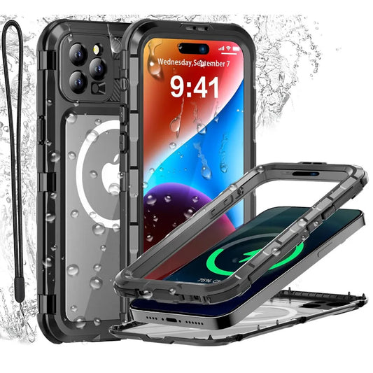 Military Shockproof Waterproof Case for iPhone, Full Screen & Camera Lens Protection Phone Case with Lanyard