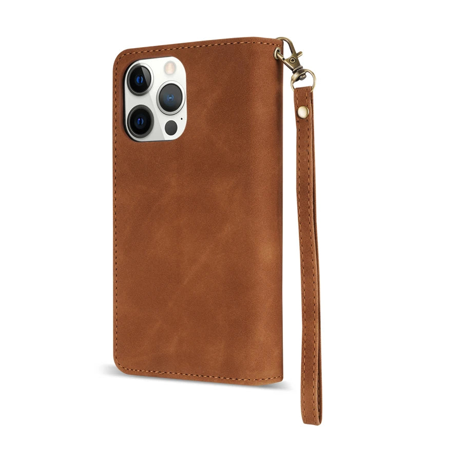 Premium Leather Case for iPhone, Wallet Multi-card Stand, Magnetic Flip Leather Case, 360 Protection