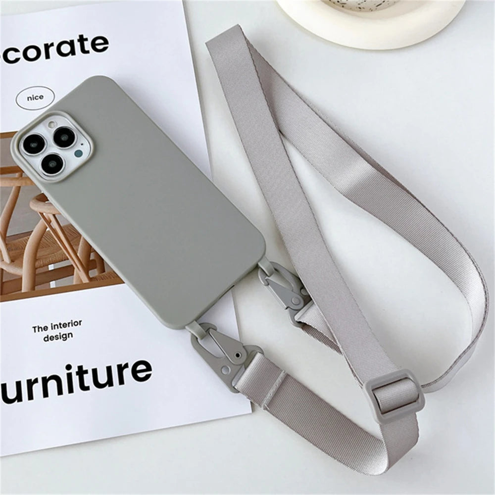 High Quality Silicone Case with Crossbody Strap, Shockproof Cover, Slim Design, Shockproof Resistant Case