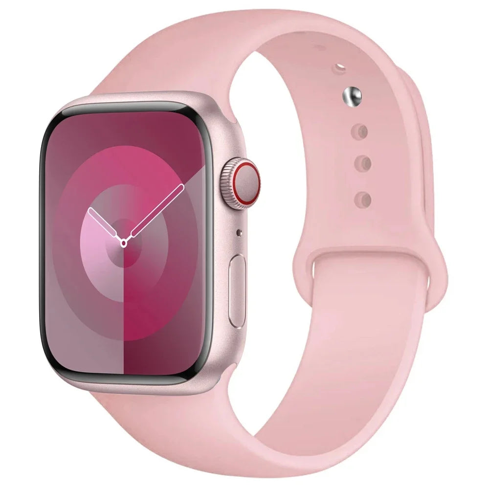 High Quality Silicone Strap For Apple Watch, 44mm 45mm 40mm 41mm 42-38mm 45 mm and series 8 7 6 5 4 3 SE 9 Ultra 2 49mm