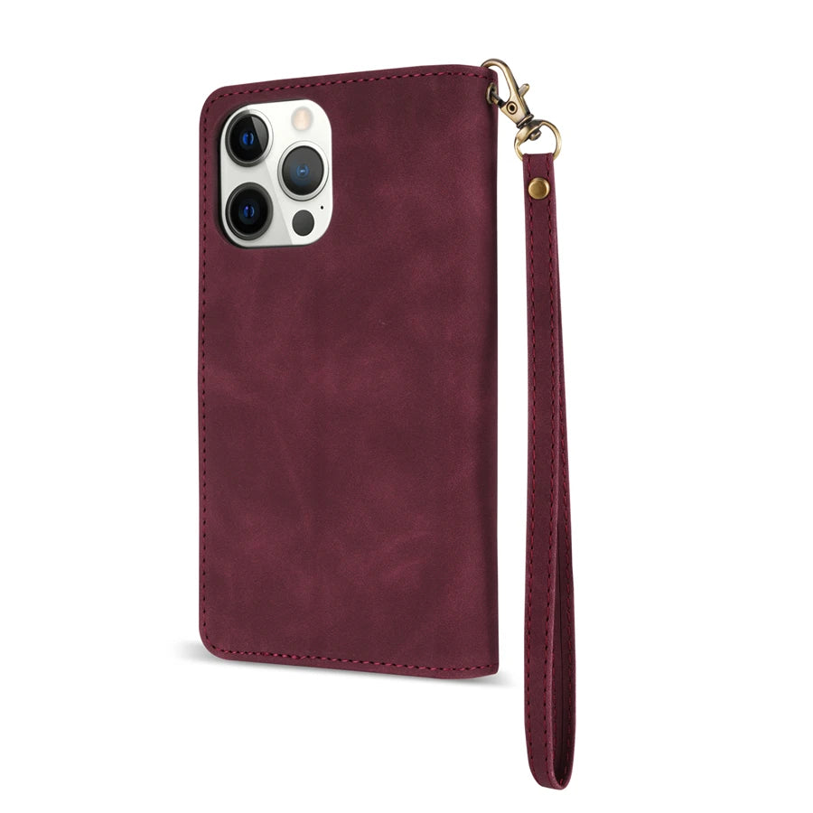 Premium Leather Case for iPhone, Wallet Multi-card Stand, Magnetic Flip Leather Case, 360 Protection