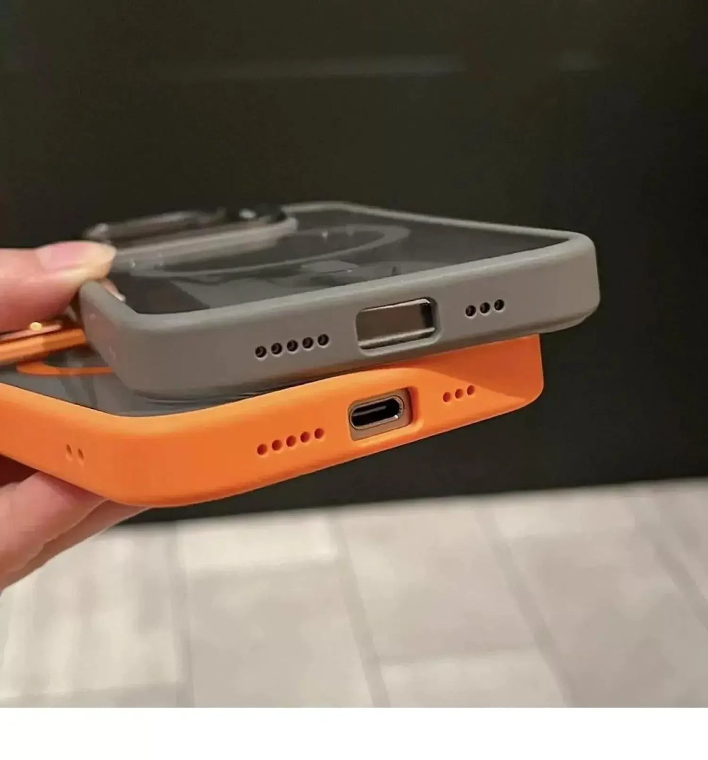Premium Magnetic Phone Case with Metal Ring Stand For iPhone, Camera Lens Glass Protection, Transparent Back Cover, Magsafe Case