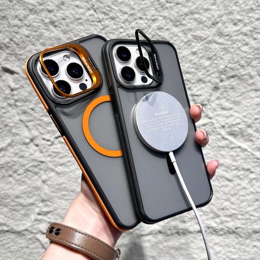 Luxury Matte Case for iPhone, Shockproof Case with Camera Lens Protection, Magnetic and Magsafe Case