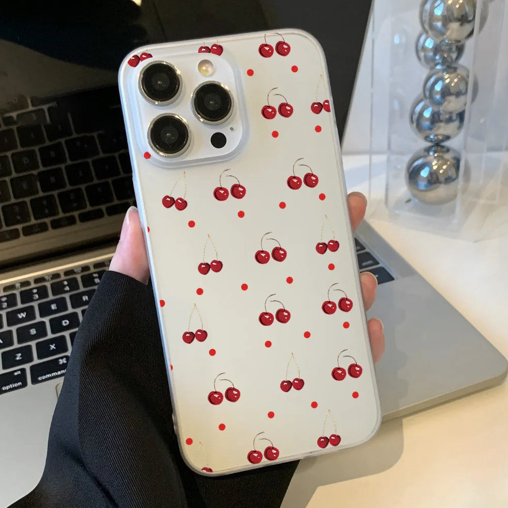 Premium Silicone Case, Little Cherry Design, Shock-proof Resistant Phone Case, All Around Protection