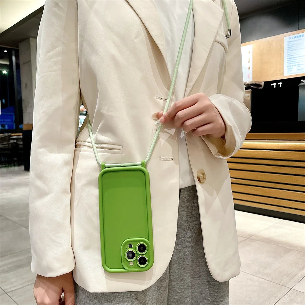 High Quality iPhone Case with Crossbody Adjustable Strap, Premium Silicone Case