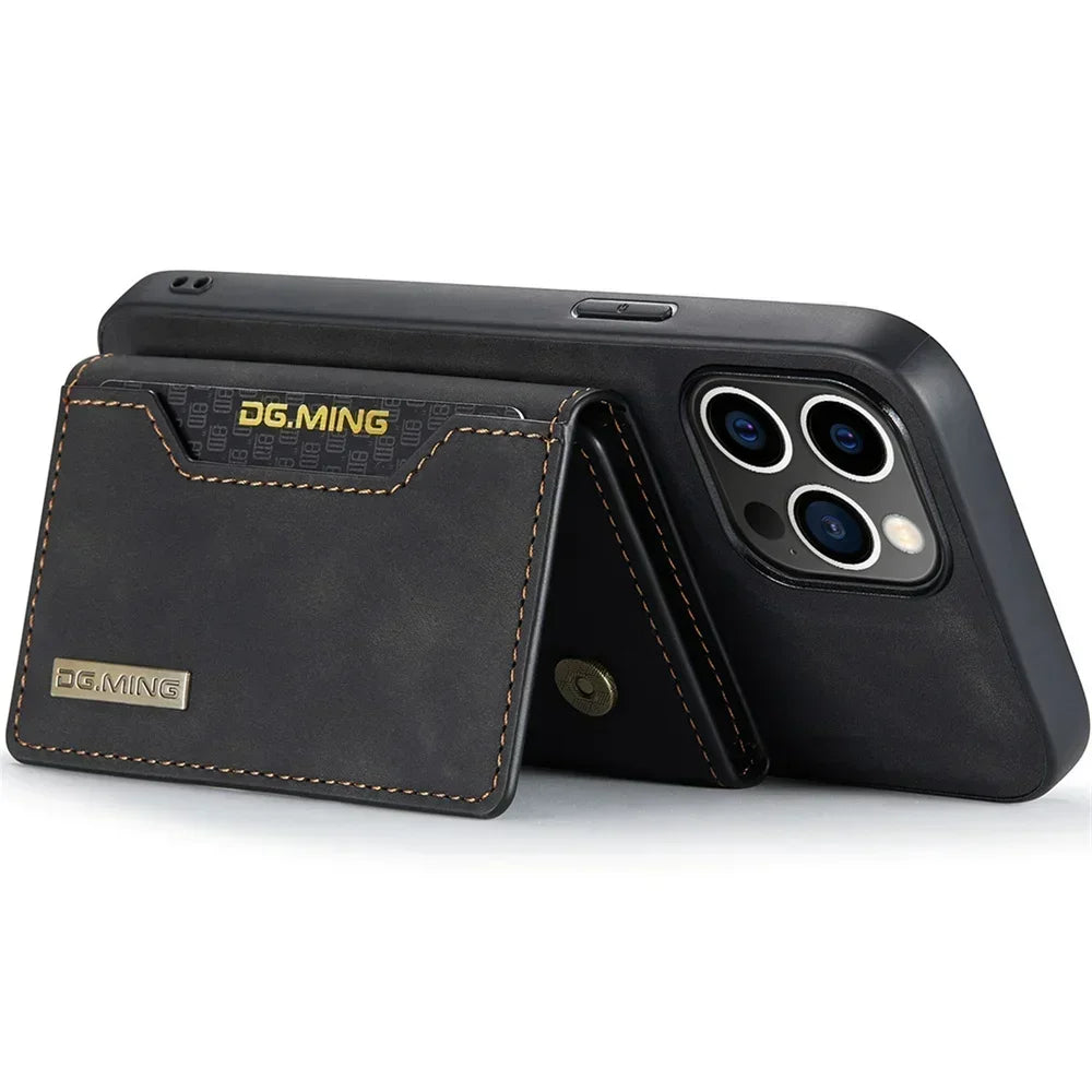 Premium Leather iPhone Case with Card Holder on the Back, Shockproof Resistant Phone Case