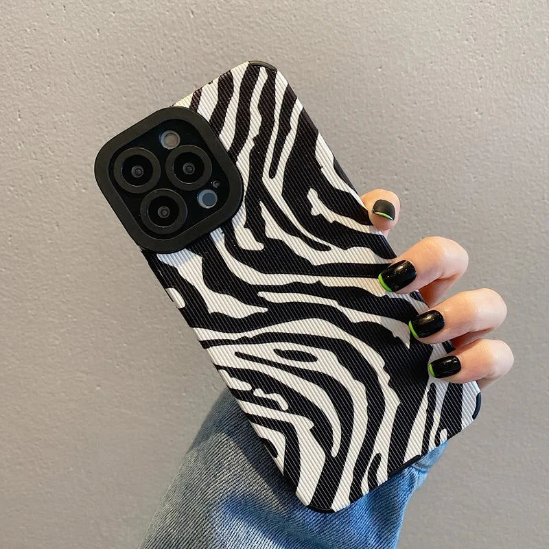 High Quality Silicone, Black and White Zebra Design Case For iPhone, Shockproof Soft Cover