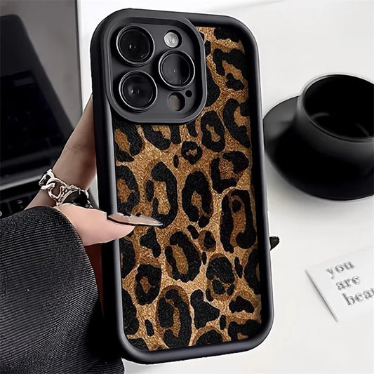 High Quality Leopard Print Phone Case For iPhone,  Matte Silicone, Soft Cover, Anti-Scratch and Anti-fingerprint case.
