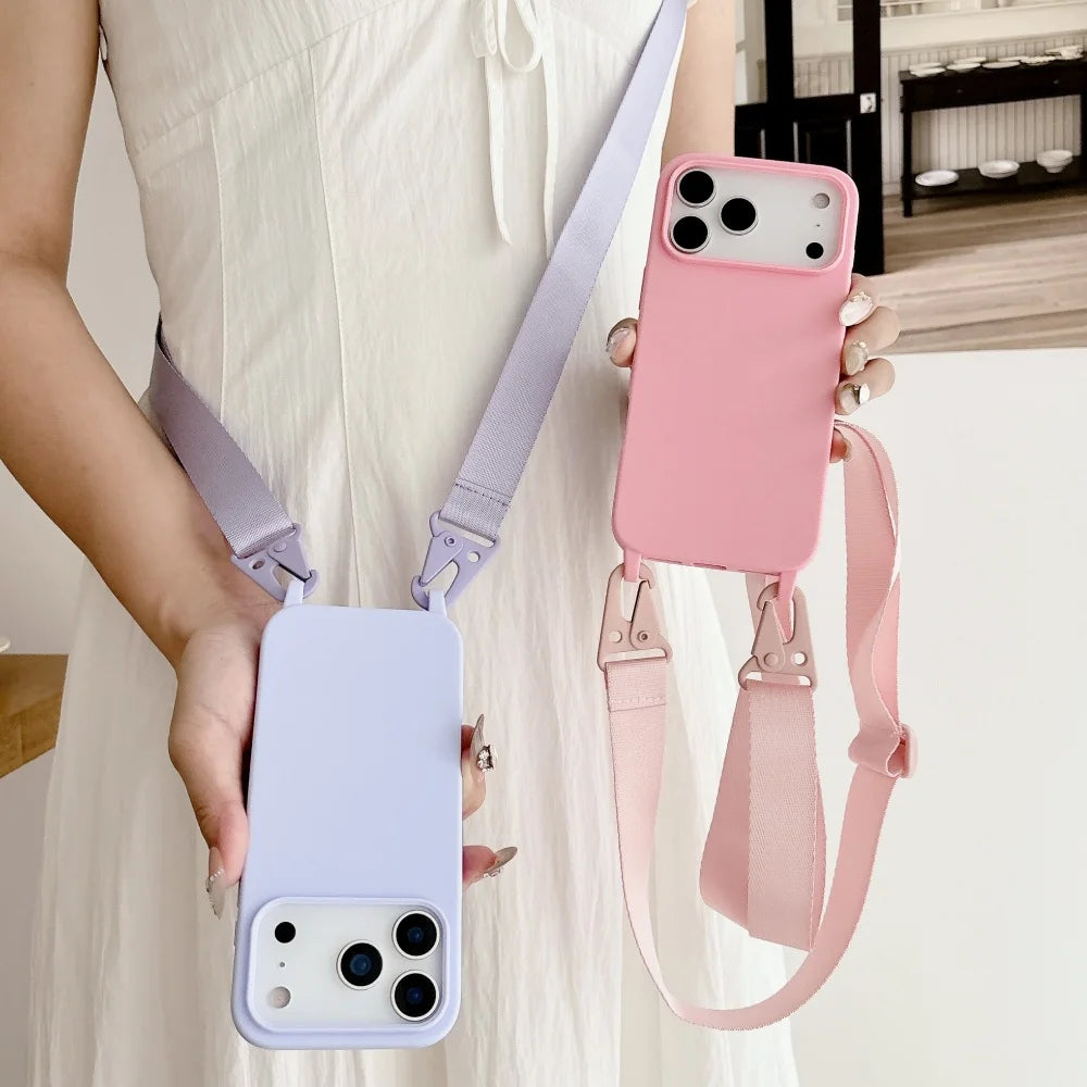 High Quality Silicone Case with Crossbody Strap, Shockproof Cover, Slim Design, Shockproof Resistant Case