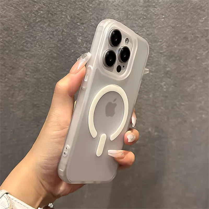 High Quality Translucent Material, For MagSafe Magnetic and Wireless Charging Case For iPhone, Jelly Bumper Shockproof Cover