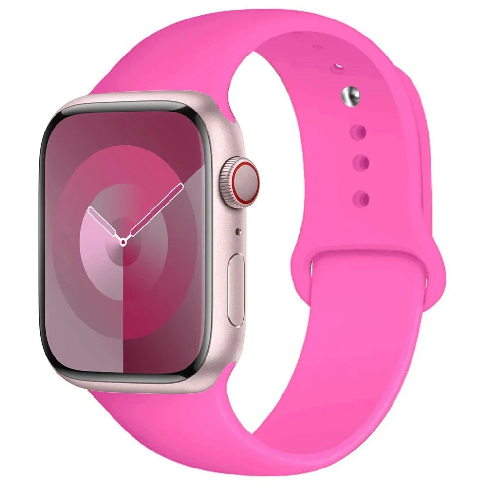 High Quality Silicone Strap For Apple Watch, 44mm 45mm 40mm 41mm 42-38mm 45 mm and series 8 7 6 5 4 3 SE 9 Ultra 2 49mm