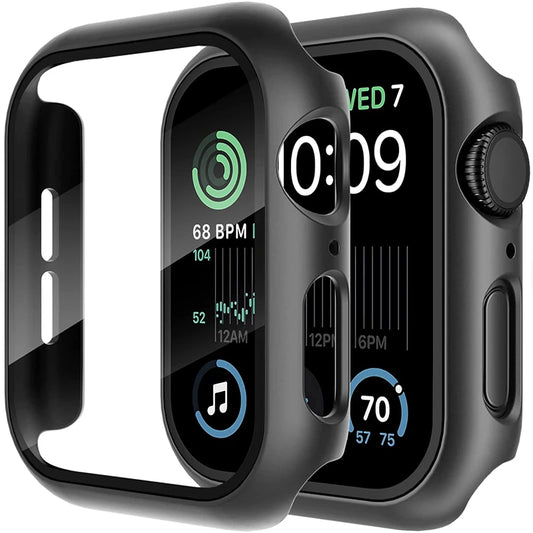 Premium Glass + Cover For Apple Watch series 9 8 7 6 SE 5, iWatch Screen Protector, 44mm 40mm 41mm 45mm 42mm 38mm