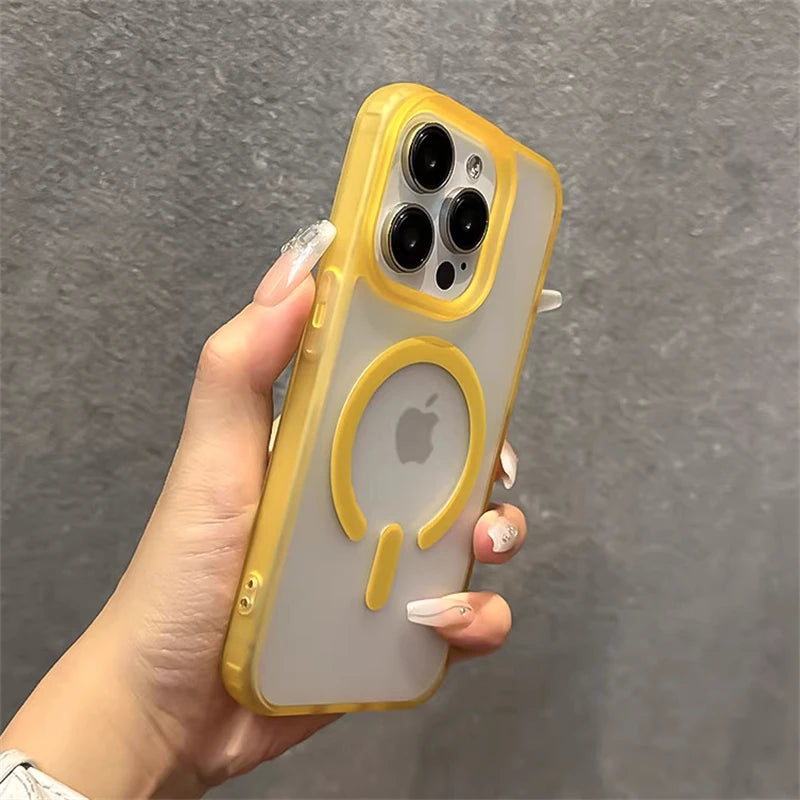High Quality Translucent Material, For MagSafe Magnetic and Wireless Charging Case For iPhone, Jelly Bumper Shockproof Cover