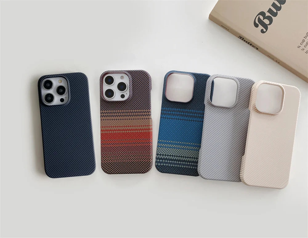 Ultra-Thin Kevlar Aramid Case for your iPhone. MagSafe Ready. Lightweight. Premium Feel.