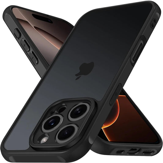 Military High Shockproof Case For iPhone, Matte Translucent Black Cover, Soft Bumper, All Around Protection
