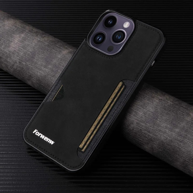 Luxury Leather Case for iPhone with Card Holder Slot, Soft Leather, All Around Protection Phone Case