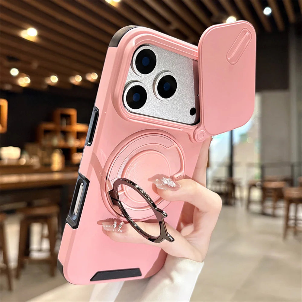 Premium Magnetic Stand Phone Case for iPhone, Full Camera Protection, All Around Protection Phone Case, Shockproof Protection Phone Case