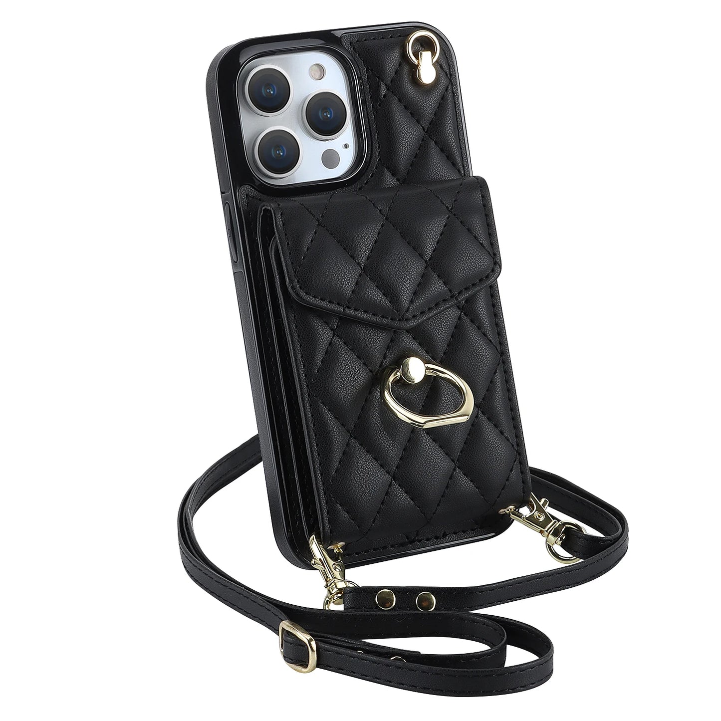 High Quality Crossbody Leather Case for iPhone with Wallet, Premium Leather, All Around Protection Phone Case.