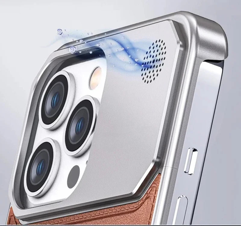 Luxury Leather Phone Case for iPhone, Magnetic Wireless Charging Case, Unique Design, Shockproof Resistant