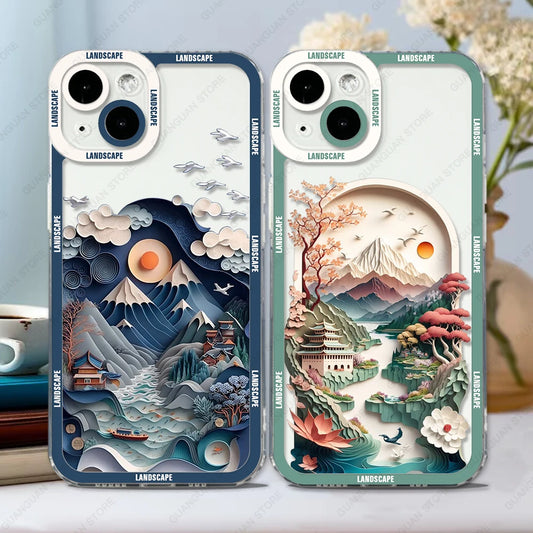 Premium Quality Art Oil Painting Design Case For iPhone, Soft Silicon Case, Magsafe Case With Camera Lens Protection, Bumper Cover Case