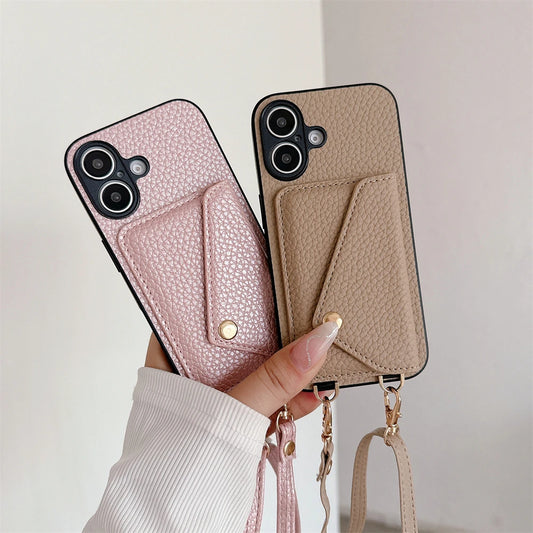 High Quality Crossbody Leather Phone Case For iPhone with Wallet Card Holder Cover, All Around Protection Case.