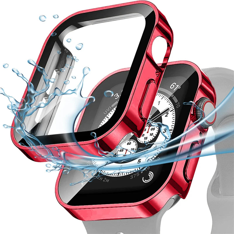 High Quality Glass and Case for Apple Watch 45mm 41mm 44mm 40mm, All Around Screen Protector, Waterproof Material, Series 4 5 SE 6 7 8.