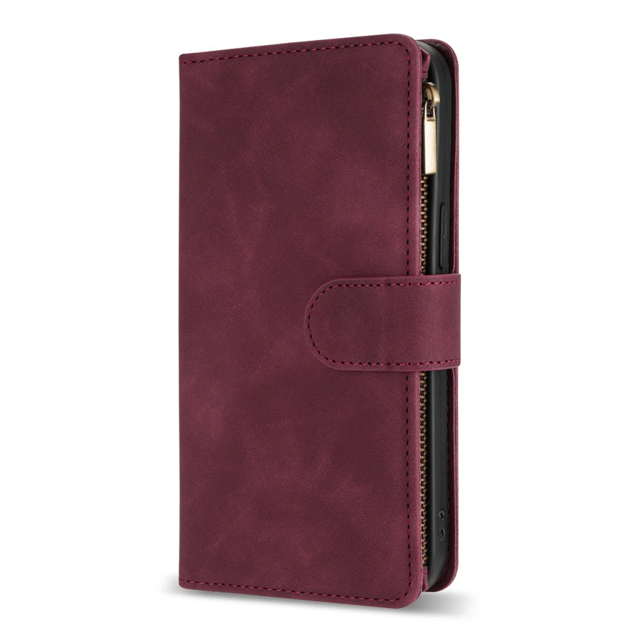 Premium Leather Case for iPhone, Wallet Multi-card Stand, Magnetic Flip Leather Case, 360 Protection