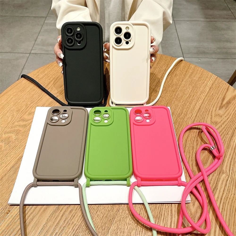 High Quality iPhone Case with Crossbody Adjustable Strap, Premium Silicone Case