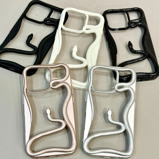 Luxury Plating 3D Snake Phone Case For iPhone, Fashion Creativity, Shockproof Cover, Unique Design