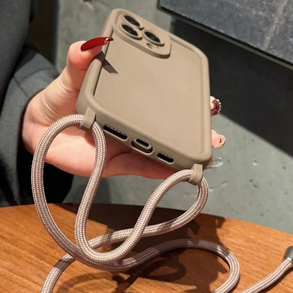 High Quality iPhone Case with Crossbody Adjustable Strap, Premium Silicone Case