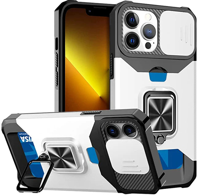 Rugged Magnetic 360° iPhone Case with Card Slot and Camera Cover