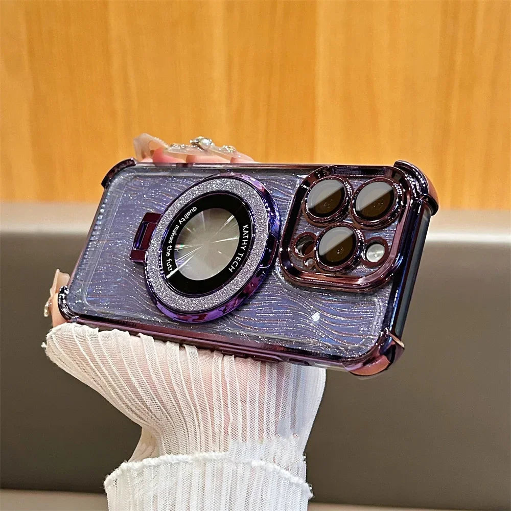 Luxury Glitter iPhone Case with Magsafe, High Quality Phone Holder, Shockproof Resistant and Anti-Scratch Material