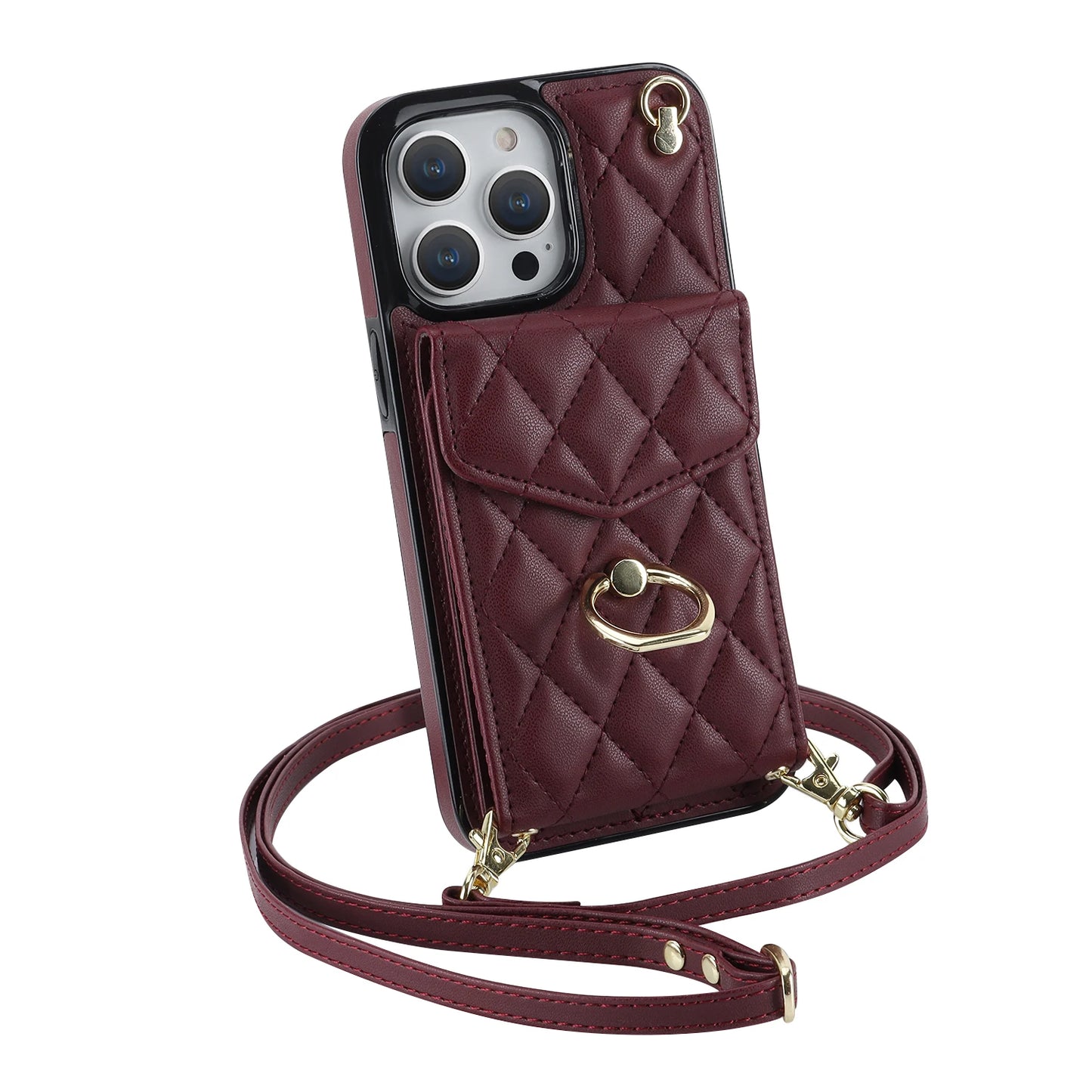 High Quality Crossbody Leather Case for iPhone with Wallet, Premium Leather, All Around Protection Phone Case.